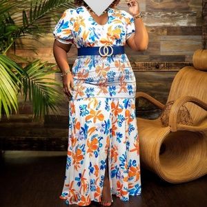 Multi-Colored Maxi Style Dress - 3X